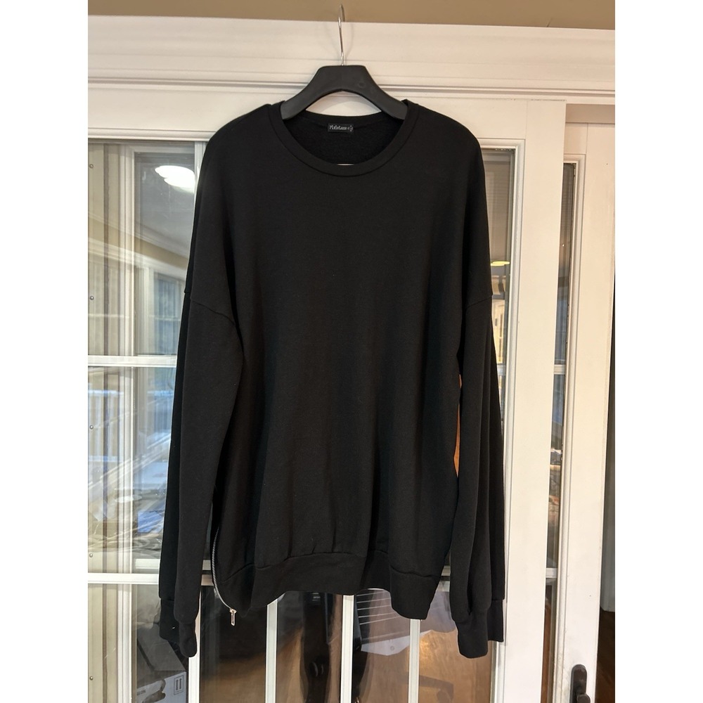 PixieLane Pixie Lane Women Long  Black Crew neck Sweatshirt Side Zippers XL